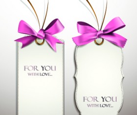 Beautiful pink bow cards vector 04