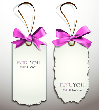 Beautiful pink bow cards vector 04
