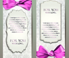 Beautiful pink bow cards vector 05