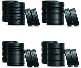 Realistic car tires illustration design vector 03