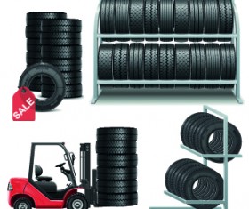 Realistic car tires illustration design vector 05