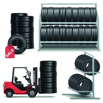 Realistic car tires illustration design vector 05