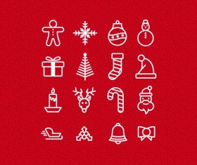 Cute christmas icons vector set