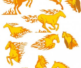 Dynamic fire and horses creative vector