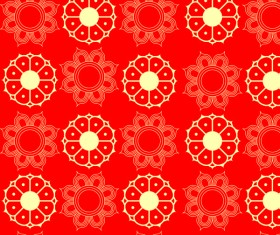 Red style floral patterns vector