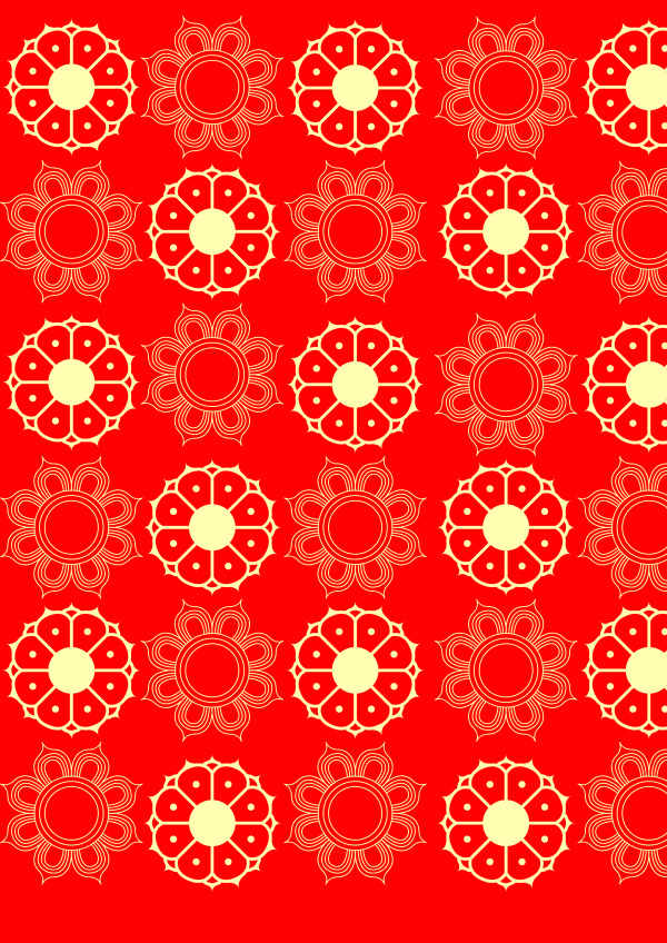 Red style floral patterns vector
