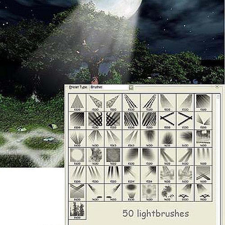 50 Kind light brushes for Photoshop
