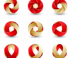 Abstract colored spherical logos design vector 02