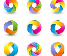 Abstract colored spherical logos design vector 03