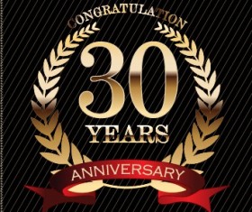 Luxury anniversary labels golden style vector 01