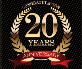 Luxury anniversary labels golden style vector 03