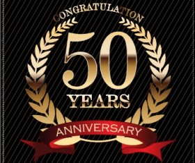Luxury anniversary labels golden style vector 06