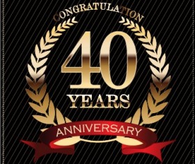 Luxury anniversary labels golden style vector 07