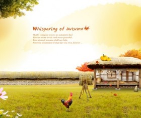 Autumn farm psd background art
