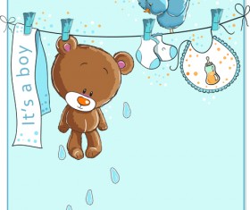 Cute bears baby cards design vector 01