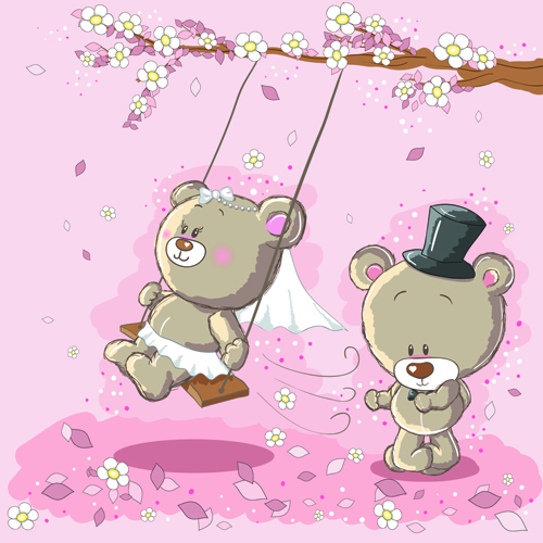 Cute bears baby cards design vector 02