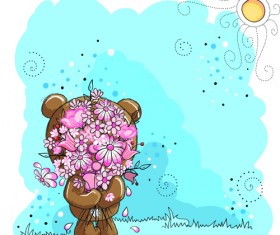 Cute bears baby cards design vector 05