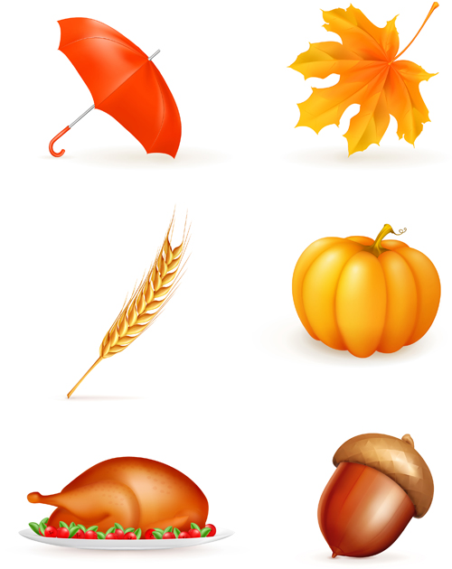 Beautiful autumn elements vector set 03