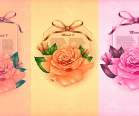 Beautiful flower with ribbon cards vector graphic 01
