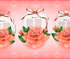 Beautiful flower with ribbon cards vector graphic 02