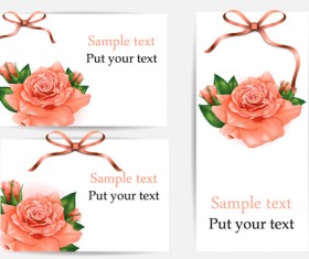 Beautiful flower with ribbon cards vector graphic 03