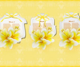 Beautiful flower with ribbon cards vector graphic 04