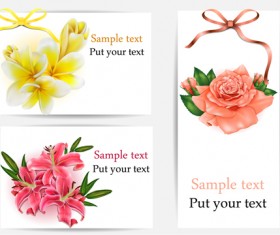 Beautiful flower with ribbon cards vector graphic 05