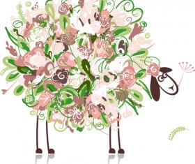 Beautiful flowers and animals design vector 01