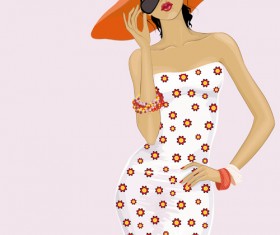 Beautiful woman design elements vector material 01