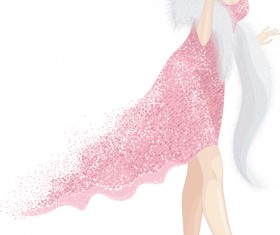 Beautiful woman design elements vector material 02