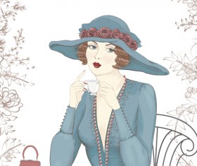 Beautiful woman design elements vector material 03