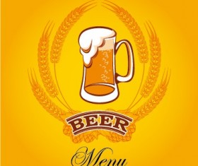 Yellow style beer menu cover design vector 01