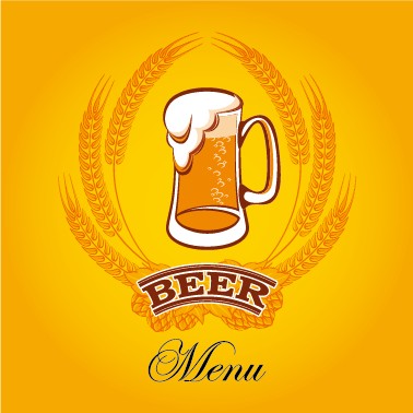 Yellow style beer menu cover design vector 01