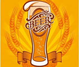 Yellow style beer menu cover design vector 04