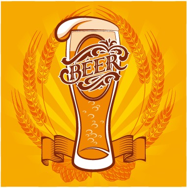 Yellow style beer menu cover design vector 04