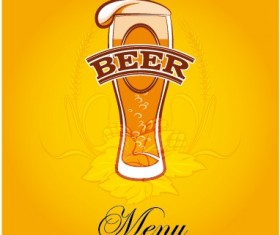 Yellow style beer menu cover design vector 05