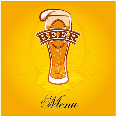 Yellow style beer menu cover design vector 05