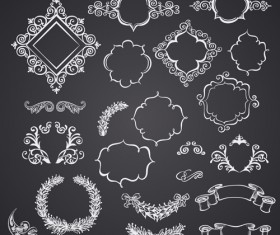 Black and white style ribbon with frames ornaments vector 01