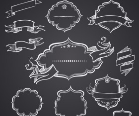 Black and white style ribbon with frames ornaments vector 02