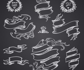 Black and white style ribbon with frames ornaments vector 04