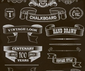 Black and white style ribbon with frames ornaments vector 07