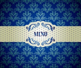 Blue floral ornament vintage background vector 01