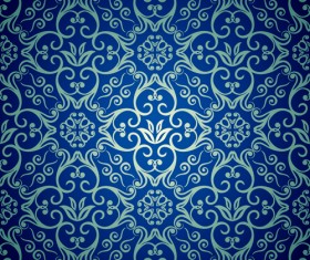 Blue floral seamless pattern design vector