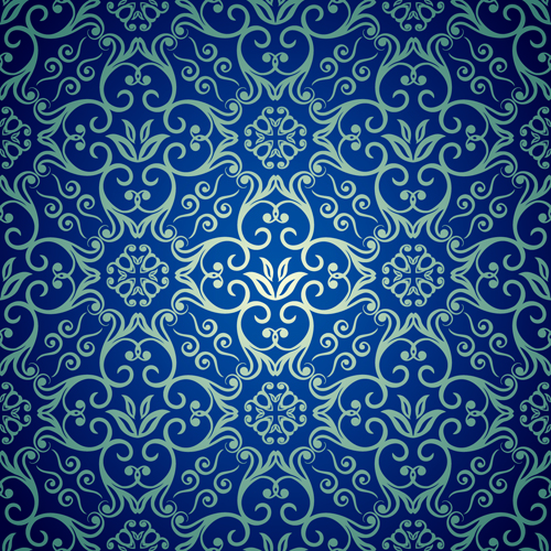 Blue floral seamless pattern design vector