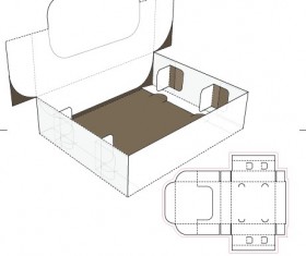 Paper package box print template vector 02