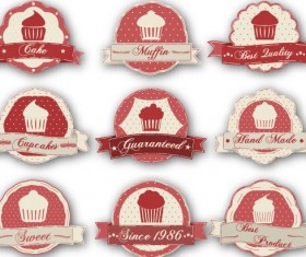 Cake labels vintage style vector 01