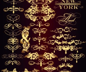 Calligraphic gold style ornament vector