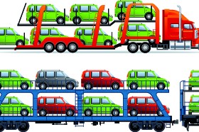 Car transporter creative vector