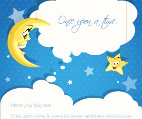 Cartoon cute stars and moon background vector