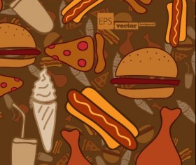 Cartoon food pattern design vector 03
